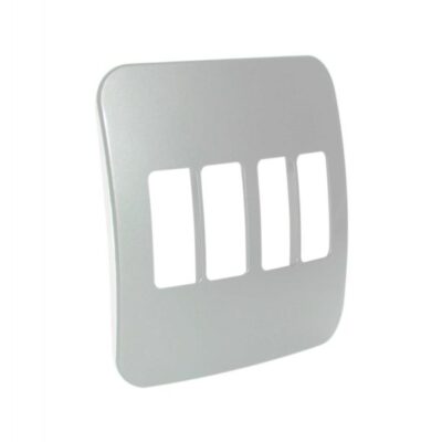 VETi 1 - Four Single Module Vertical Cover Plate Black Trim - Silver Modular