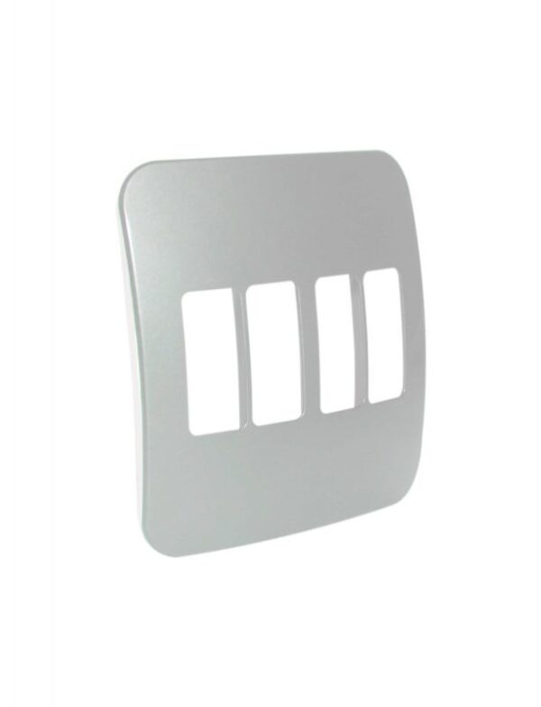 VETi 1 - Four Single Module Vertical Cover Plate Black Trim - Silver Modular