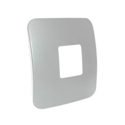 VETi 1 - One Double Module / Stove Isolator Cover Plate Black Trim - Silver Modular