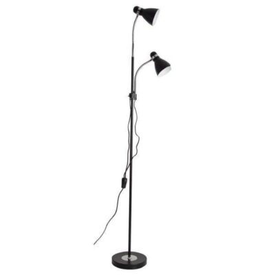 Brightstar SL089 BK Metal and Polished Chrome Floor Lamp with Gooseneck Arms