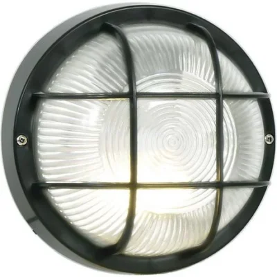 Brightstar BH022 PVC Black Bulkhead With Clear Glass Round With Grid