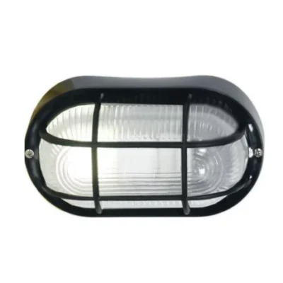 Brightstar BH028 Black PVC Bulkhead with Clear Glass Oval with Grid