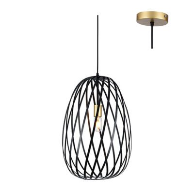 Eurolux Noir Elegance Medium Pendant Black & Gold E27 1x40w - P1327
