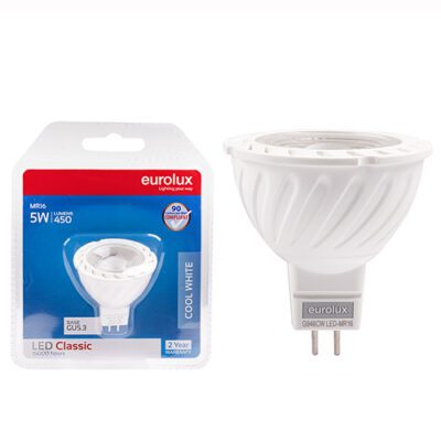 Eurolux MR16 Premium Clear Lens 5w LED GU5.3 4000K 105lm - G946CW