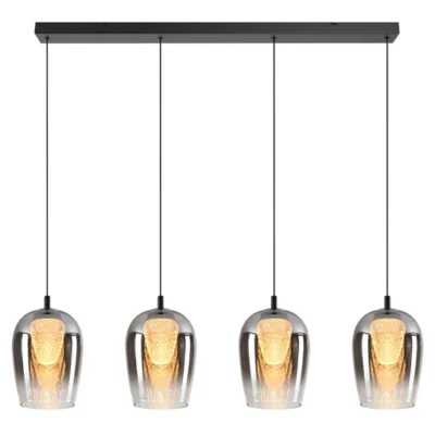 K-Light 4 x 5W LED Crystal Egg Smoke Glass Pendant On A Bar