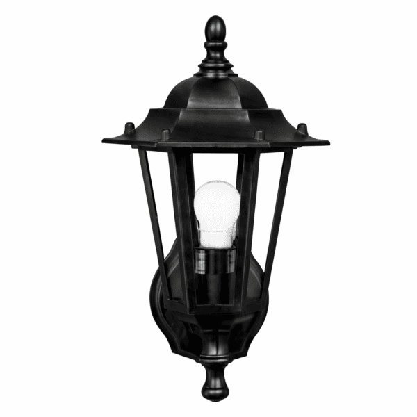 Brightstar L212 BLACK Up Facing 6 Panel Die Cast Aluminium Wall Lantern
