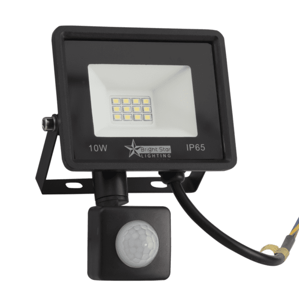 Brightstar FL074 BLACK 10W LED Die Cast Aluminium with Tempered Glass Lens and PIR Sensor