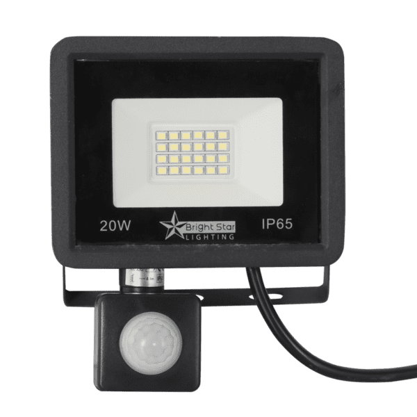 Brightstar FL075 BLACK 20W LED Die Cast Aluminium with Tempered Glass Lens and PIR Sensor