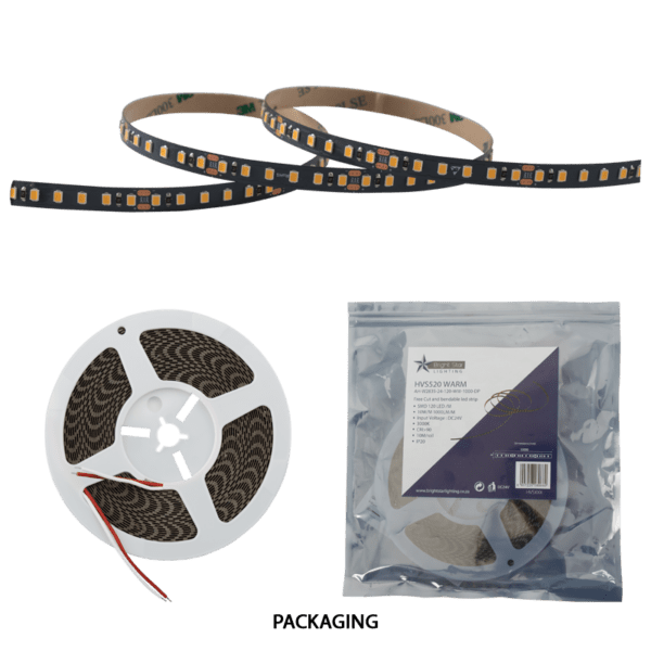 Brightstar HVS520 WARM DC24V Free Cut and Bendable LED Strip Light - 10m Roll