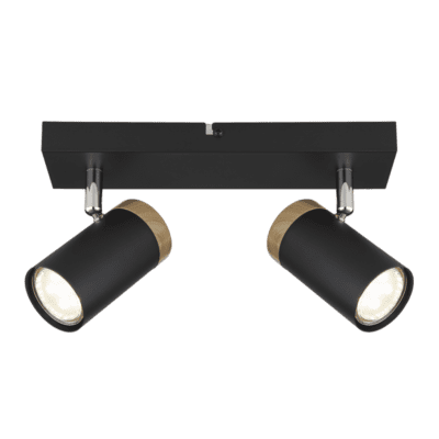 Brightstar S412/2 BLACK Black Spotlight with Wood Finish