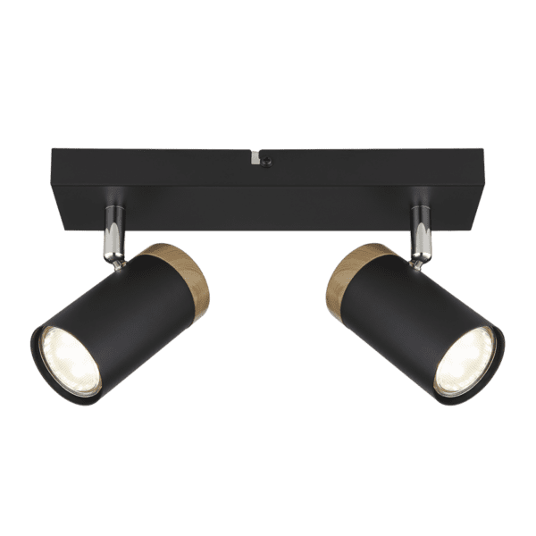 Brightstar S412/2 BLACK Black Spotlight with Wood Finish