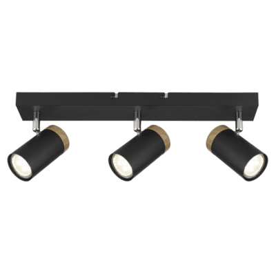 Brightstar S412/3 BLACK Black Spotlight with Wood Finish