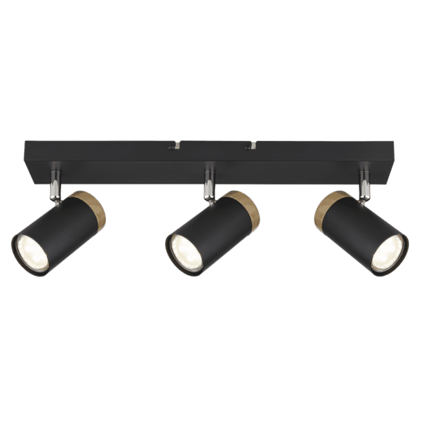 Brightstar S412/3 BLACK Black Spotlight with Wood Finish