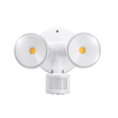 Major Tech 20W LED White PIR Motion Sensor Twin Head Floodlight 2400lm - 5000K (Neutral White)