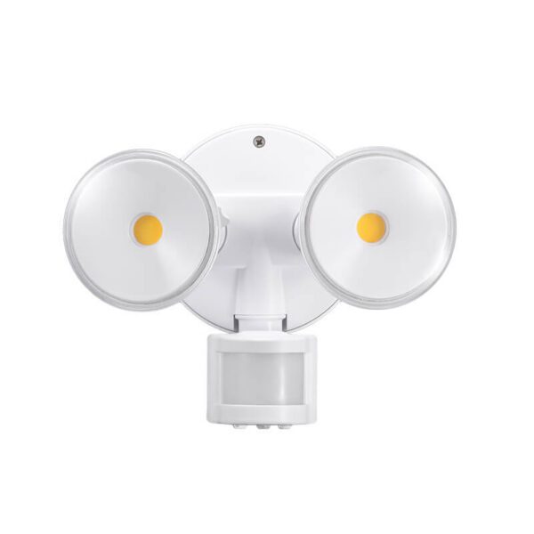 Major Tech 20W LED White PIR Motion Sensor Twin Head Floodlight 2400lm - 5000K (Neutral White)