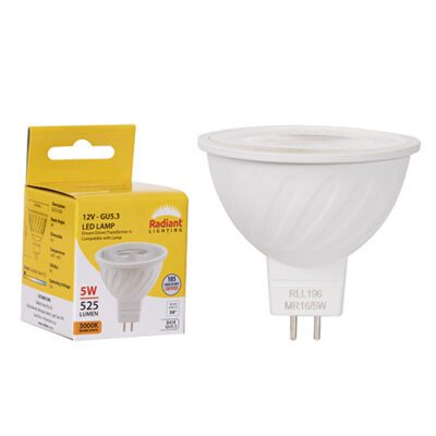 Radiant MR16 Frosted Lens 5w LED GU5.3 3000K 12V 105lm - RLL196