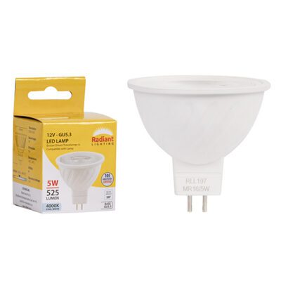 Radiant MR16 Frosted Lens 5w LED GU5.3 4000K 12V 105lm - RLL196