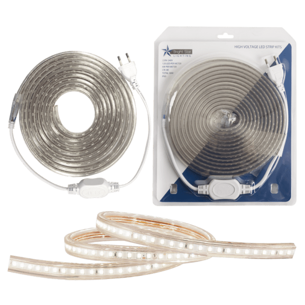 Brightstar HVS402 WARM WHITE 6W/m 220V 5M Warm White LED Blister Pack Strip Light - 3000K