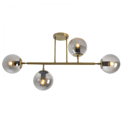 Brightstar CF560/4 GD/SM Satin Gold Metal Ceiling Fitting with Smoke Colour Glass