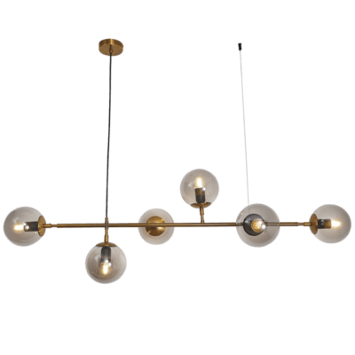 Brightstar CH508/6 GD/SM Satin Gold Chandelier with Smoke Colour Glass