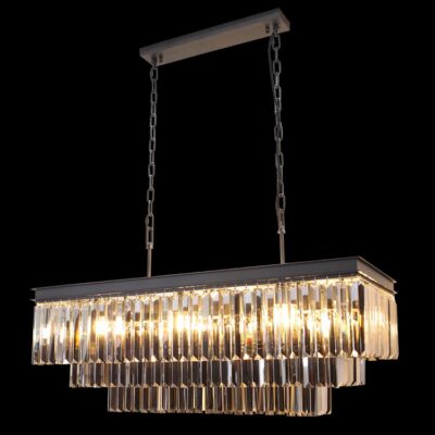 K-Light 40W E14 230V Smoke Crystal Rectangular Chandelier - KLCH-5515/BL