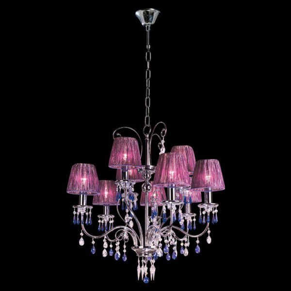 K-Light 40W E14 230V Swarovski Crystal Chandelier with Violet Silk Shades - KLCH-118/6+3