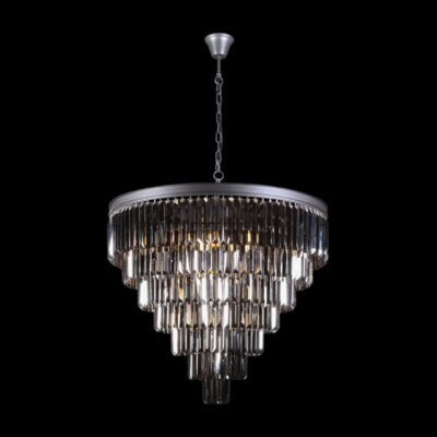 K-Light 40W E14 230V Extra Large Crystal 7 Tier Chandelier, Charcoal Grey - KLCH-6515/13-BL