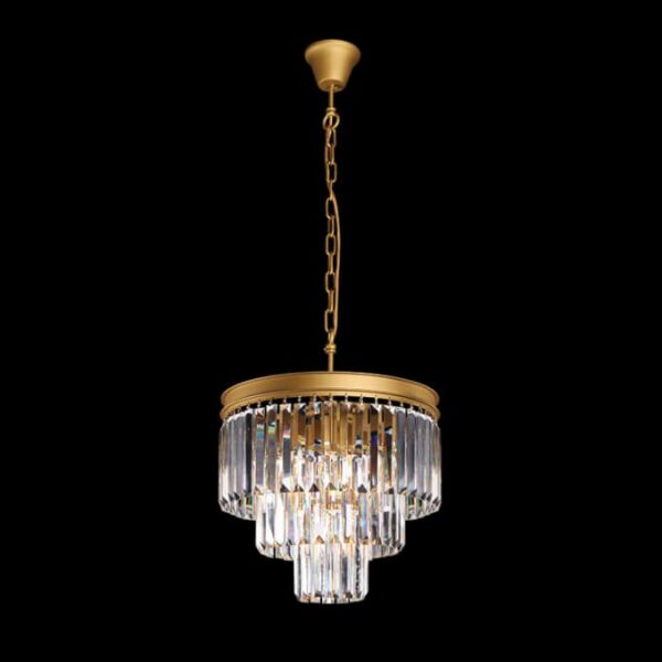 K-Light 40W E14 230V Small Crystal 3 Tier Chandelier, Satin Gold - KLCH-6515/4-SG
