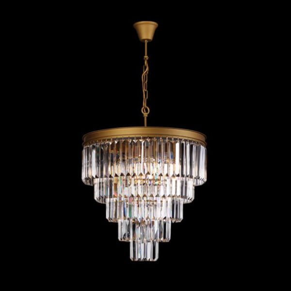 K-Light 40W E14 230V Large Crystal 5 Tier Chandelier, Satin Gold - KLCH-6515/6-SG