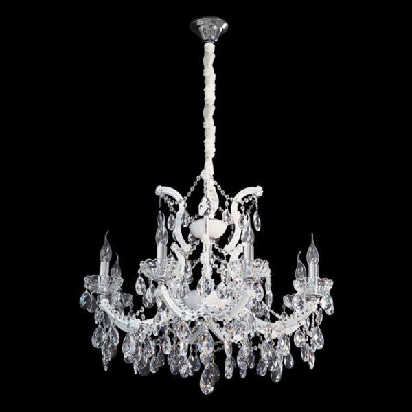 K-Light 40W E14 230V Medium 8 White Arm Crystal Chandelier - KLCH-8061/8