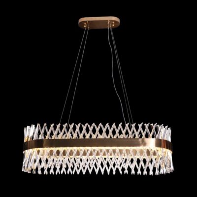 K-Light 88W 230V LED Oval Golden Oblique Crystal Chandelier