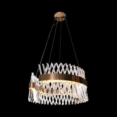 K-Light 60W 230V LED Round Golden Oblique Crystal Chandelier
