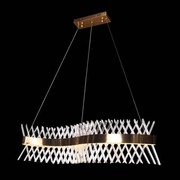 K-Light 48W 230V LED Wave Golden Oblique Crystal Chandelier