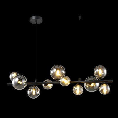 K-Light 35W G9 230V LED Large Horizontal Black Bubble Glass Pendant - A-KLCH-4184/BL