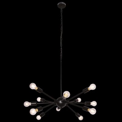 K-Light 40W E27 230V 12 Light Small Supernova Pendant, Black - WE-KLCH-303/BL