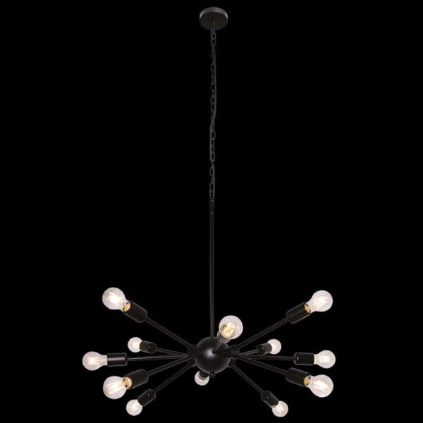 K-Light 40W E27 230V 12 Light Small Supernova Pendant, Black - WE-KLCH-303/BL