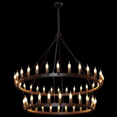 K-Light 40W E14 230V Two Tier Round Ranch Pendant -  WE-KLCH-397/54