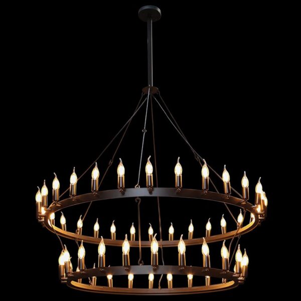K-Light 40W E14 230V Two Tier Round Ranch Pendant -  WE-KLCH-397/54