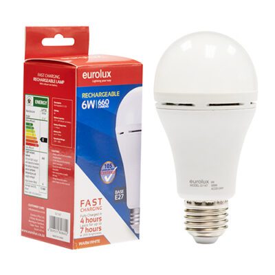 Eurolux Rechargeable Fast Charging Lamp 6W LED E27 3000K - G1147