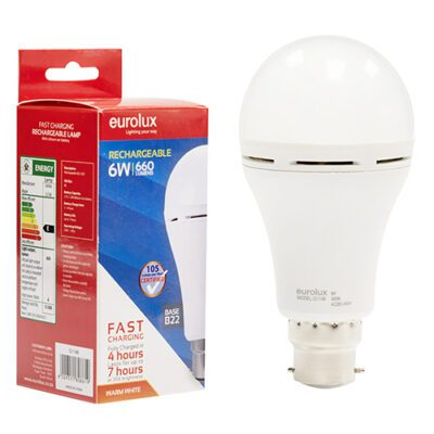 Eurolux Rechargeable Fast Charging Lamp 6W LED B22 3000K - G1148