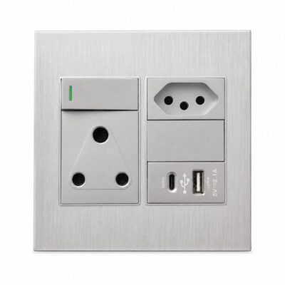 4x4 Type-C/Usb/euro/single Socket Silver Design - Hello Today