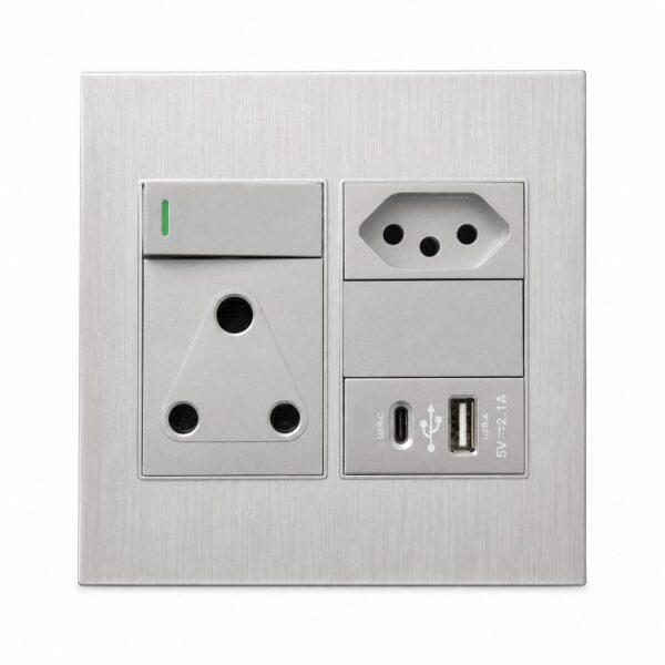 4x4 Type-C/Usb/euro/single Socket Silver Design - Hello Today