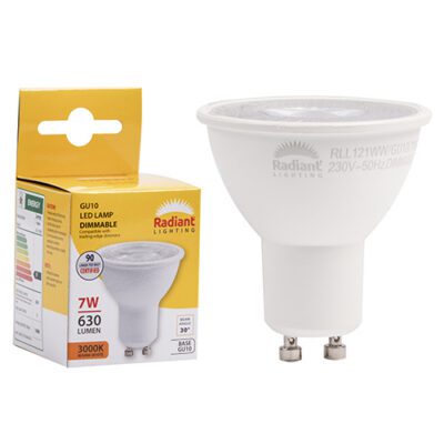 Radiant GU10 Clear Lens 7w LED 3000K Dimmable - RLL121WW