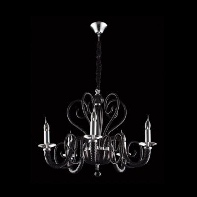 K-Light 40W E14 230V 5 Black Glass Arm Chandelier - U-KLCH-5000/BL