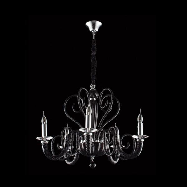K-Light 40W E14 230V 5 Black Glass Arm Chandelier - U-KLCH-5000/BL