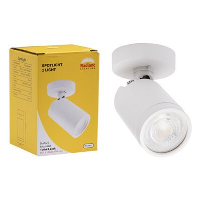 Radiant 1 Light Spotlight Surface Mount Twist And Lock White - RS148W