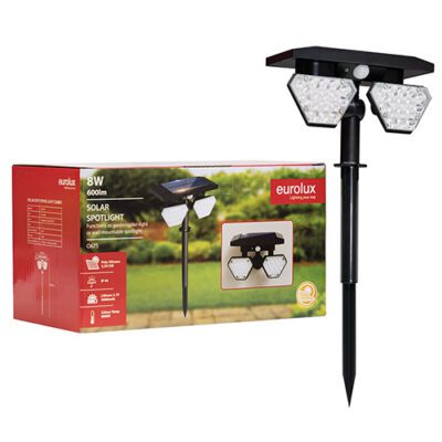 Eurolux Solar Spot/Spike Light Combo Black LED 8W - O675